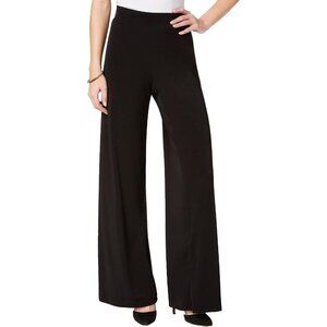 NY Collection Womens Office Mid-Rise Palazzo Pants Petites Size PL Black